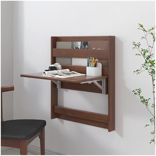 Wandklapptisch, Schreibtisch, Schreibtisch Eiche, Laptop Tisch, klappbarer Schreibtisch, Hängende DIY-Bücherregal-Büroregale(Brown)