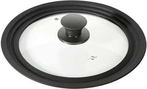 Küchenprofi Tapa universal Cook, adecuada para ollas con diámetro de 24 – 28 cm, borde de cierre hermético de silicona, resistente al calor hasta 250 °C, vidrio de borosilicato/plástico de alta