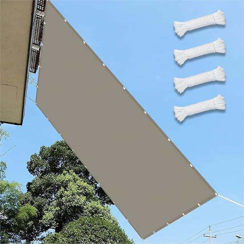 Telo Parasole Tenda Rete Ombreggiante 3 x 4 m Pes Poliestere Impermeabile Giardino Materiale Parasole con Corde e Occhiello per Patio Pergola Cortile-Sabbia, Tortora
