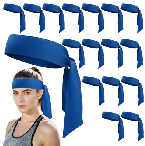 ONUPGO 18Pcs Headband Ties, Blue Head Ties Headbands Adjustable Sports Sweatband for Men Women, Ninja Headband Karate Head Band for Tennis, Running, Tennis, Yoga, Soccer, Karate
