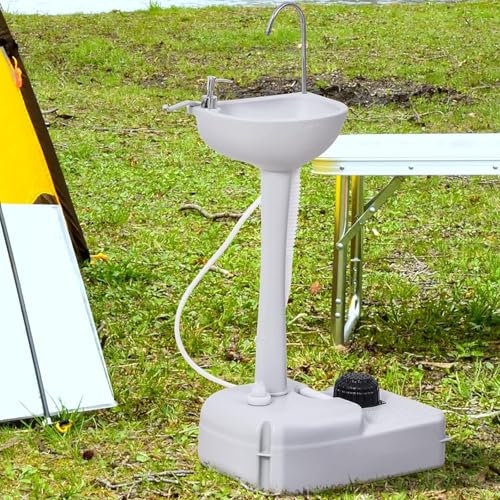 Naturalpowev Tragbares Camping-Waschbecken, Waschbeckenständer mit Rädern, Handtuchhalter und Seifenspender, Handwaschbecken für Veranstaltungen im Freien und Versammlungen,Washbasinonly