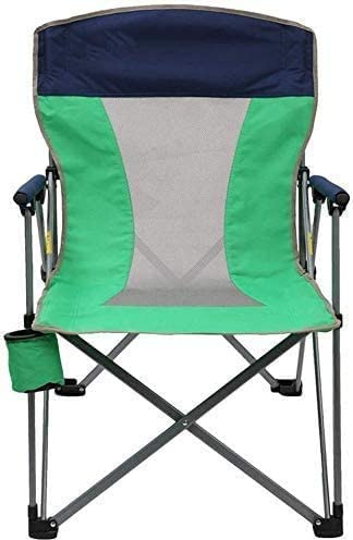 Liegestühle Klappbarer Campingstuhl mit gepolsterter Stahlkonstruktion mit Armlehnen, Getränkehalter aus Netzgewebe, leicht, tragbar, stabil für Camping, Picknick, Strand, Angelstuhl