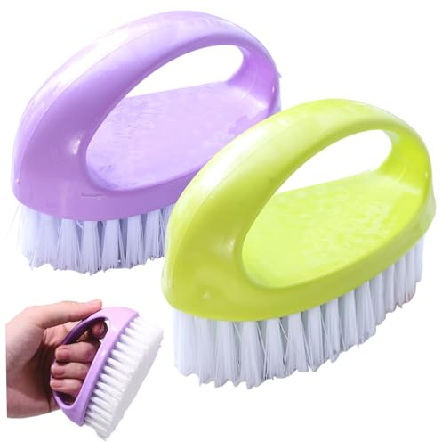 Eyccier 2Pcs Hand Scrub Brush, Soft Reusable Multifunctional Plastic Nail Scrubber Brush for Men Women Kids Hands Nail Cleaning, Color Random.