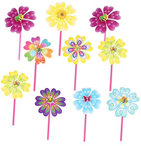 TOYANDONA 10pièces Moulin à Vent Décoratif Plastique Élégant Jouet Extérieur pour Garçon Fille à Vent pour Jardin Et Cour
