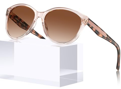 CARFIA Verspiegelte Damen Sonnenbrille Polarisierte UV400 Frauen Brille | Blumen Farbe, 3D-Linienmuster Kupfernadel, Einteilige Nasenauflage, für Alltag Urlaub Party Catwalk, Inklusive Brillenetui