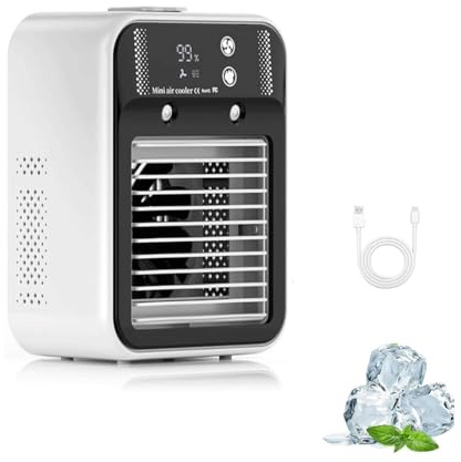 Premium Mini Aircooler Luftkühler Mit Wasserkühlung, Glacier Breeze Ac, Mobile KlimaanlageMit LED-Anzeige, Aufladbar Klimaanlage Mobil,Leise Klimagerät Luftkühler,Tragbarer Air Conditioner für Zuhause