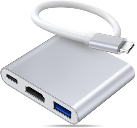3-i-1 multiport USB C till HDMI hubadapter typ-C till HDMI + USB 3.0 kompatibel splitter för laptop/surfplatta/skärm/projektor/MacBook luftomvandlare – hög hastighet