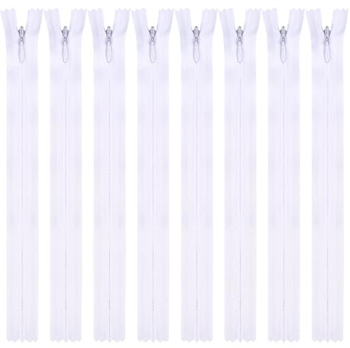 DOITEM 5pcs 55cm/22 Inch Invisible Multicolor Nylon Coil Zippers for Sewing and Crafts, White
