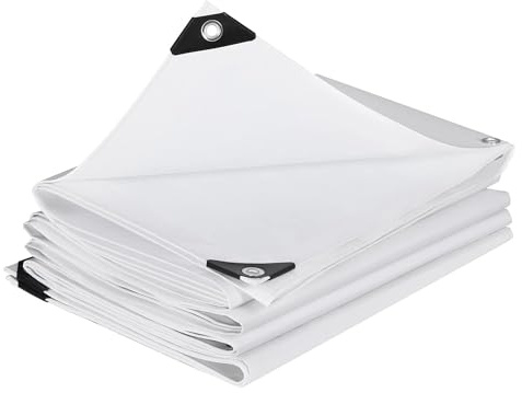 SOLEILUX Telo Impermeabile da Esterno - 300 g/m² Telone con Occhielli Rinforzati, Resistente ai Raggi UV e agli Strappi, per Barche, Legna, Piscine, Mobili da Giardino, Auto - Bianco (3mt x 3mt)