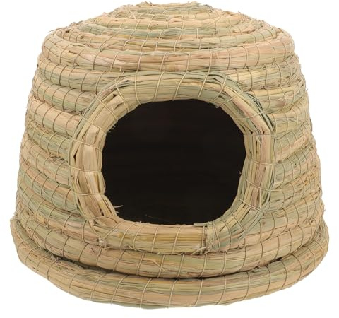 TOYANDONA Woven Small Rabbit Nest Grass House Hideout Bed for Guinea Pig Hamster Indoor Bunny Shelter