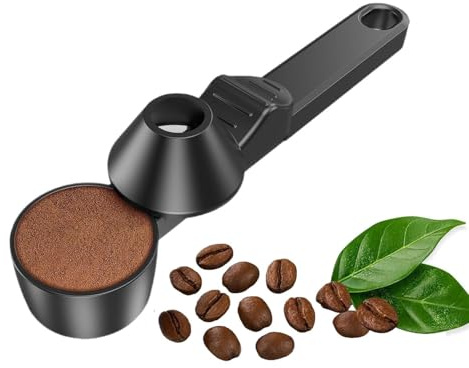Cuchara dosificadora de café, cuchara dosificadora de dosificación, cuchara dosificadora para café y té, cuchara dosificadora para café y té, mini cuchara de espresso con diseño de embudo (1 unidad)
