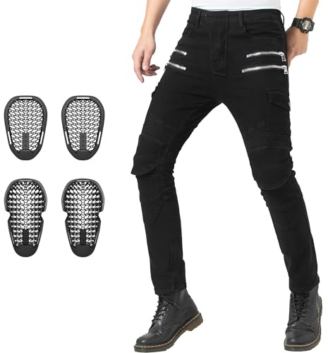 ForMTRider Pantaloni Moto Uomo, Armatura CE Livello 2 | Protettori a nido d'ape EN1621-1, flessibili al freddo & traspiranti,tutte le stagioni, per tutti i giorni & viaggi