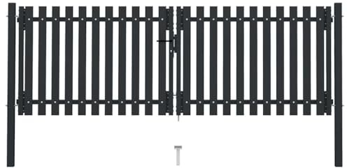 Generisch Doppeltür-Zauntor aus Stahl 300 x 75 cm Anthrazit,Heimwerkerbedarf,Hauseinzäunung,Gartentore,41.05KG,146350