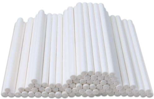 LUDHEP 300 Piezas Palitos para Piruletas y Cake Pops 100×3mm Blancos, Palillos de Papel Rígido Alimentario para Repostería, Decoración de Tartas y Dulces