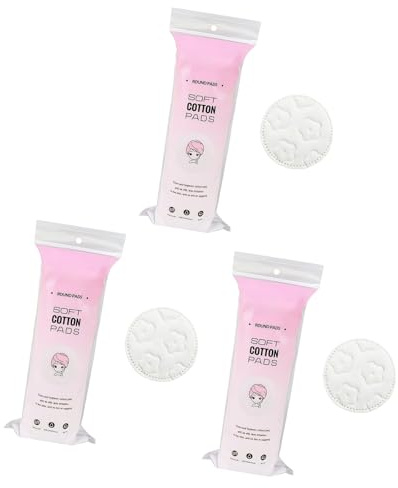 Paquete de 3 almohadillas faciales de fibra vegetal extremadamente suaves y absorbentes para pieles delicadas y compresas húmedas, almohadillas de maquillaje de algodón lavables