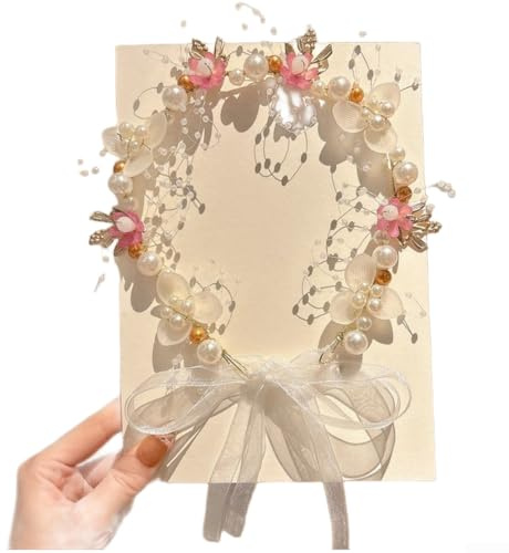 PureBowlic Blommigt pannband för kvinnor, handgjord boho blomkrona med konstgjorda vinstockar, mjukt hårtillbehör för vår- och sommarutflykter och fotograferingsrekvisita, rosa vitt guld blå (J)
