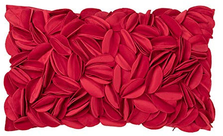 KINGROSE Handmade 3D Flower Throw Pillow Cover Decorative Cushion Cover Soft Pillow Case Sham for Sofa Couch Bed Living Room Home 12 X 20 Inches Velvet Christmas Red
