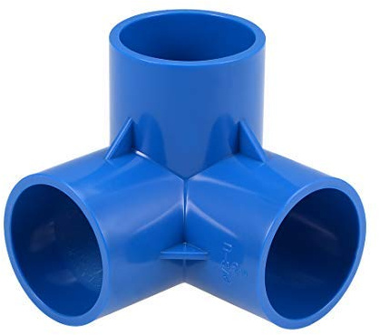 3 codos de PVC para manguera muebles de calidad 40 mm, conectores de ángulo azul, 2 unidades