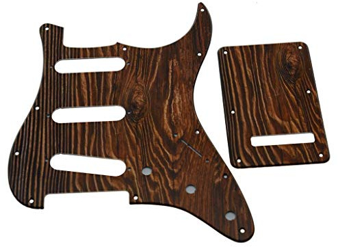 Dopro 11 Hole Strat SSS 3D Printed plastic pickguard ST Back Plate Trem Cover fits USA/Mexican Fender Strat Wood Pattern