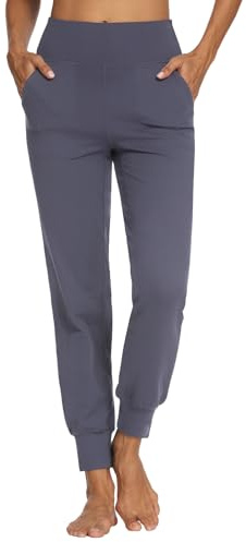 MOVE BEYOND Butterweiche Jogginghose Damen Yogahose Hoher Bund Sporthose Lang Trainingshose mit 4 Taschen, Grau, S