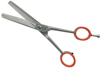 Solinger - Forbici professionali per sfoltire i capelli, 2 x denti in acciaio inox, con gancio a punta da 15,5 cm