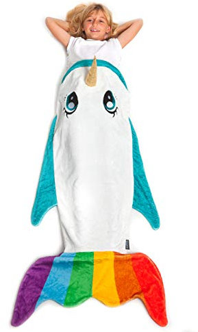 Kanguru manta Cola de pez Arcoíris, Manta Narval, Ideal para Cama, Regalo de Cumpleaños para Niño