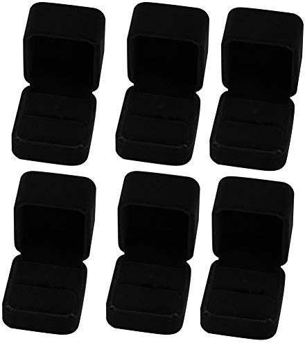 Lanzn 6 Stück Samt Ringschatulle, Samt Geschenk-Boxen, Samt Schmuck Geschenk-Box, Ohrringe schwarz Einzelring Box für Antrag Hochzeit Zeremonie Geburtstag Jahrestag