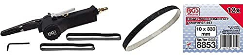 BGS 8853 | Druckluft-Bandschleifer | für Schleifbänder 330 x 10 mm | 20000 U/min | stufenlos verstellbar + BGS 8853-1 | Schleifband | 10 mm x 330 mm | 12 Stück für Art. 8853