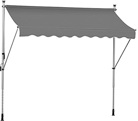 Ventanara® Klemmmarkise anthrazit Balkonmarkise Markise Spannmarkise Sonnenschutz (250 x 130 cm/Grau)