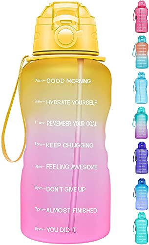 Grande Bouteille D'eau De Motivation De 1 Gallon/128 Oz Avec Marqueur De Temps Et Paille, Carafe D'eau Sans BPA En Tritan Étanche Pour Les Amateurs De Sport Et De Fitness D,BPA-free plastic