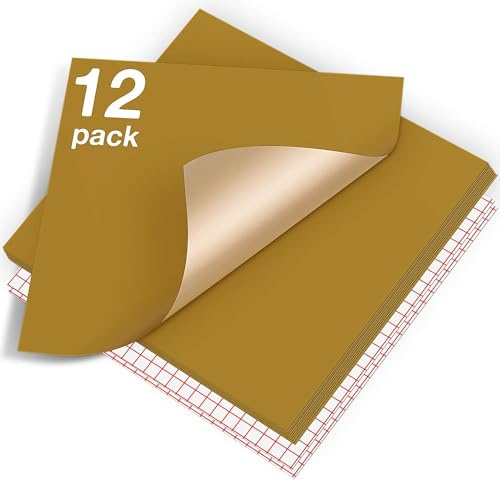 HTVRONT Vinylfolie Plotter, Glänzend Gold, 12x 12 | 12 Pack, Permanentes Plotterfolie Vinyl, Für Dauerhafte Aufkleber, Schilder und Bastelprojekte