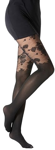 Gi&Gi Collant Donna Nylon Mock Over-Knee Cuori, Nero, L-XL