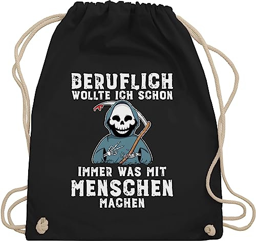 Turnbeutel Rucksack - Sprüche Statement Spruch - Beruflich wollte ich schon immer was mit Menschen machen weiß - Unisize - Schwarz - beutel+rucksack+mit+sprüchen sprueche böse beutel sprüchen