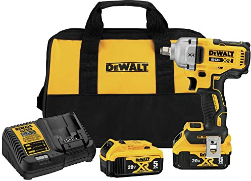 Dewalt - Llave de impacto de 20 V, sin cable, 1/2 pulgadas, 2 baterías y cargador incluido (DCF891P2)
