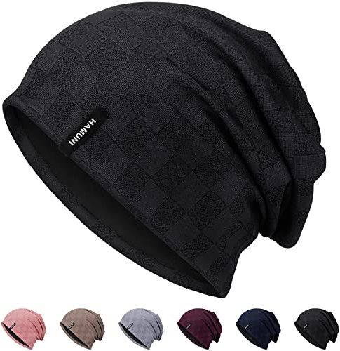 HAMUNI Slouch Beanie Mütze für Herren Damen, Dünne und Leichte Jacquard Jersey Beanies Chemo Kopfbedeckung Mützen Laufmütze Mütze Slouchy Baggy Beanie Unisex Flexible Klassische Winter Sommer Hüte