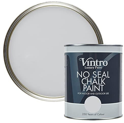 Vintro Paint | No Seal Chalk Paint | Light Grey | Interior & Exterior Use | Furniture | Walls | Wood | Metal | 1 Litre (Bidston Grey)
