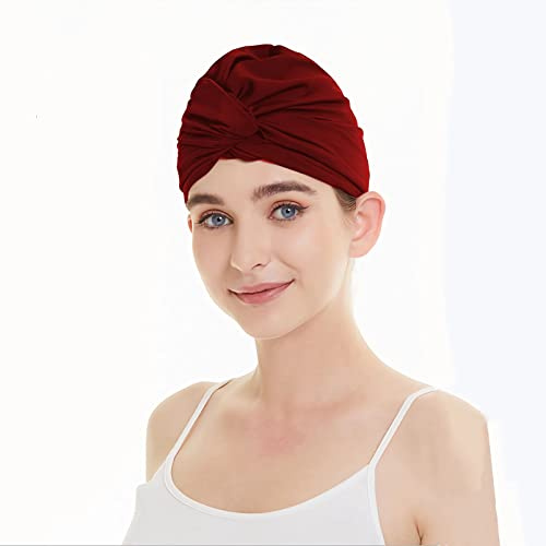 Cuffia da bagno da donna e ragazza, berretto da nuoto pieghettato in tessuto, turbante da nuoto retrò, cappelli da bagno, berretto da spiaggia per capelli lunghi, berretto da piscina, elegante, cuffia