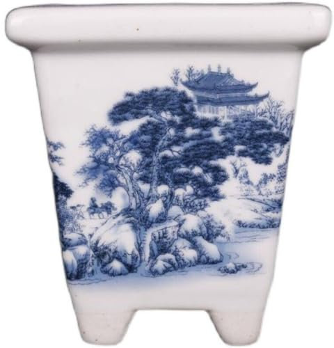 YTDJJWLS 4.3 Chinese Blue and White Porcelain Landscape Design Flowerpot Pot Collect