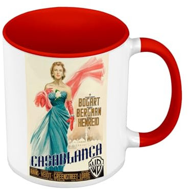 Tasse Farbe Premium Qualität rot – Casablanca Altes Filmplakat Retro Poster Vintage Kino – Tasse mit Henkel und farbigem Innenraum
