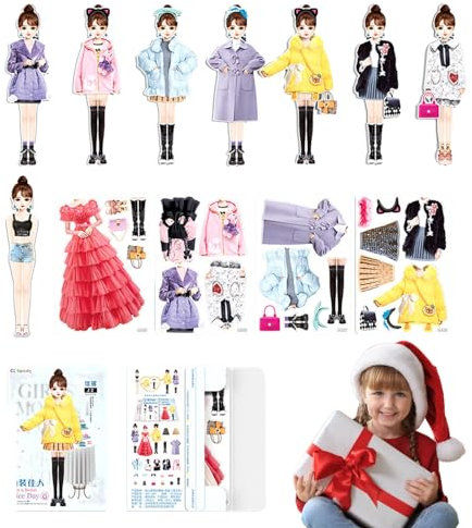 Magnetische Anziehpuppen,anziehpuppen aus papier,Magnetische Prinzessinnen Papierpuppen-Ausschnitte,Rollenspiel-Outfit Bunte Magnetpapier-Puppenkleidungspuzzles für Kindertags Geburtstagsgeschenk
