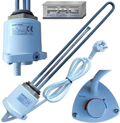 PAG Turbo GmbH® - Heizstab 2kW / 2000W - 230V -5/4 Heizpatrone Heizelement für Edelstahl und emaillierte Wasserspeicher Boiler Wasserheizung Heizungsspeicher mit Thermostat
