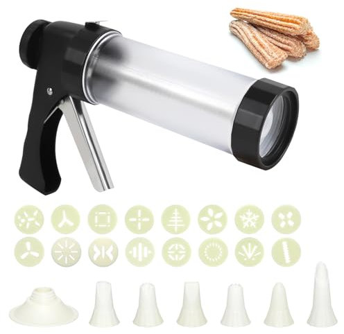 Lainballow Cookie Press Set, Churro Maker, Biscuit Maker Press mit 16 Keksscheiben und 6 Kuchen Dekorieren Tips, Keks Extruder Pressmaschine für Keks Churro Kuchen Backen Dekorieren