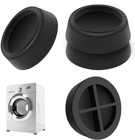 4 Piezas Negro Almohadillas lavadora universal，antivibracion lavadora Almohadillas Goma，Patas Antivibración Universales，Alfombrilla Antideslizante，para Lavadoras，Secadoras, Frigorífico