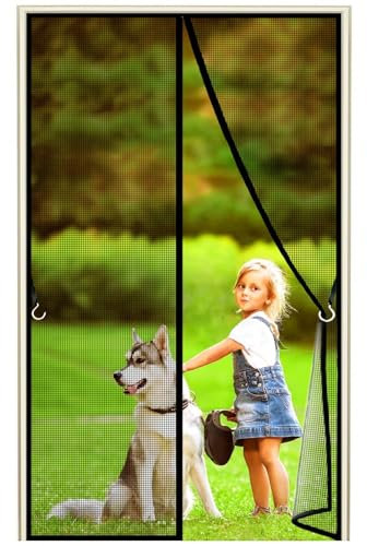 Fliegengitter Fenster Insektenschutz, 85x140cm Magnet ohne Bohren Moskitonetz Dachfenster Fliegenschutzgitter, Schwarz 1995-Größe