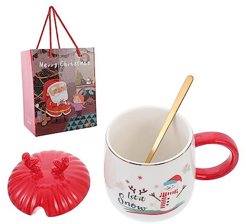 Garneck 1er Set Weihnachtsbecher Deckel Löffel Keramik Box Tasse Dekorative Wassertasse Für Party