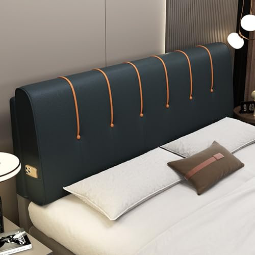 ZZYK Kopfteilkissen Rückenlehne Keillesekissen Einfarbig Gepolstert Lendenwirbelstütze Kissenbrett Wandkissen Abnehmbarer Bezug Für Schlafsaal Tagesbett,Schwarz,Straps/47x23x2In