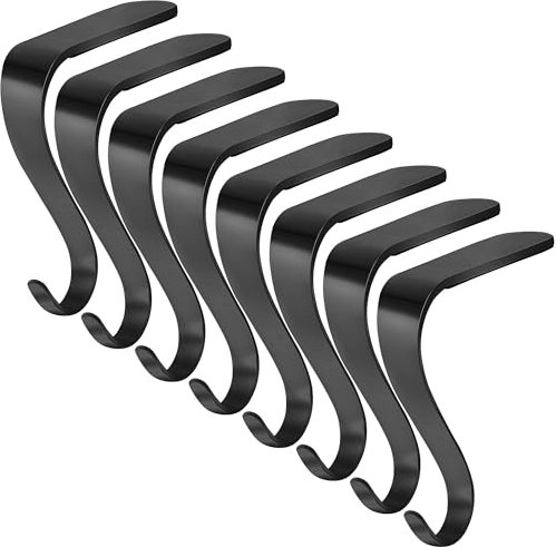 Aodaer 8 Stück Weihnachtsstrumpfhalter, robuste Metallstrumpfhalter, rutschfeste Streifen, Kaminstrümpfe, Haken für Kamin, Kaminsims, Weihnachtsfeier, Dekoration, Schwarz