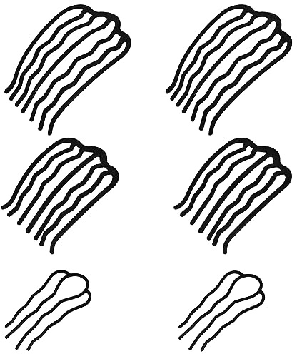 6 Stück Haar-Gabel-Clip, Metall Haarkämme Seitenkämme, Vintage Steckkamm Groß, U-Form Seitenkämme für Haare, Schwarz Frisur Haarschmuck für Frauen und Mädchen, 3 Größen
