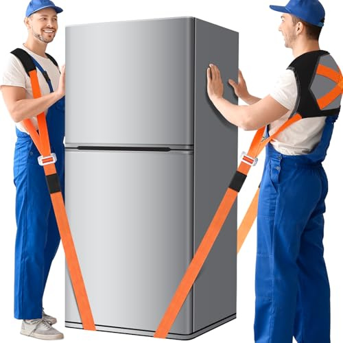 Yirilan 2 Personen Tragegurt, Verstellbare Armhebegurte Tragegurte Umzug mit Schwamm-Weste, Transportieren und Bewegen von Möbeln, Haushaltsgeräten, Matratzen usw, Tragfähigkeit 380 kg (orange)