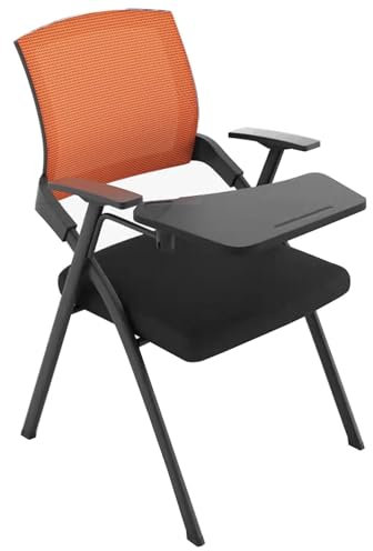 Sedia da allenamento pieghevole con lavagna e treppiede in acciaio, comoda e traspirante, per sala conferenze (arancione)